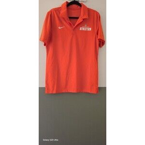 Nike Dri-FIT Moisture Wicking Athletics Orange Polo Shirt Men's M Short Sleeve